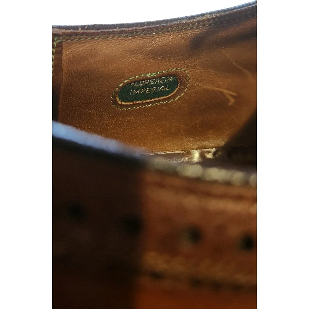 Florsheim Imperial Kenmoor Brown Pebble Grain Longwing Wingtip Shoes Mens 10.5 C